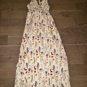 SHEIN Floral Maxi Dress - White with Multicolor Print